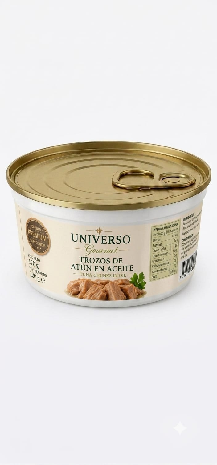 Trozos de atún en aceite en envase plástico